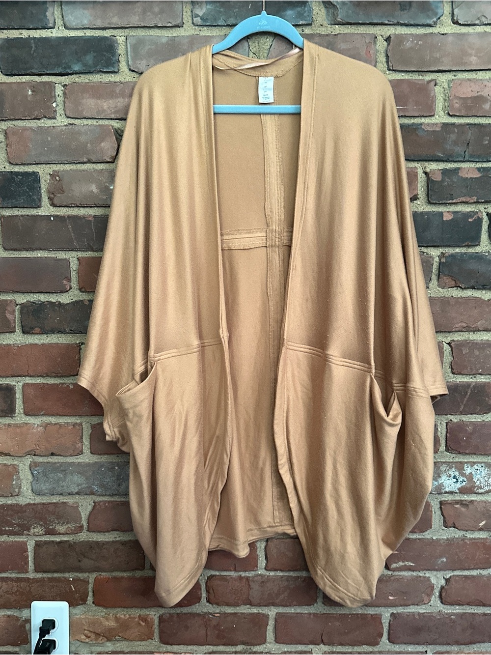 LIVI shrug long cocoon Light Brown Open Front Draped Cardigan size 26/28